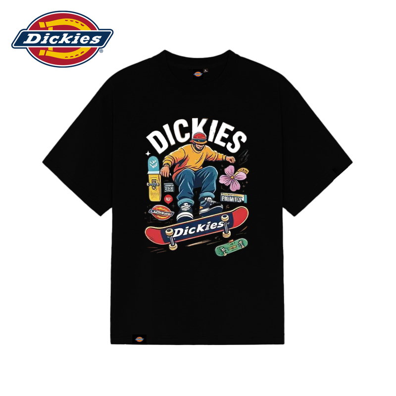 Dickies American Street Skateboard Print Short-Sleeved T-Shirt, Loose Fit, Breathable Pure Cotton, Unisex Trendy Brand Top Dickies American Street Skateboard Print Short-Sleeved T-Shirt, Loose Fit, Breathable Pure Cotton, Unisex Trendy Brand Top