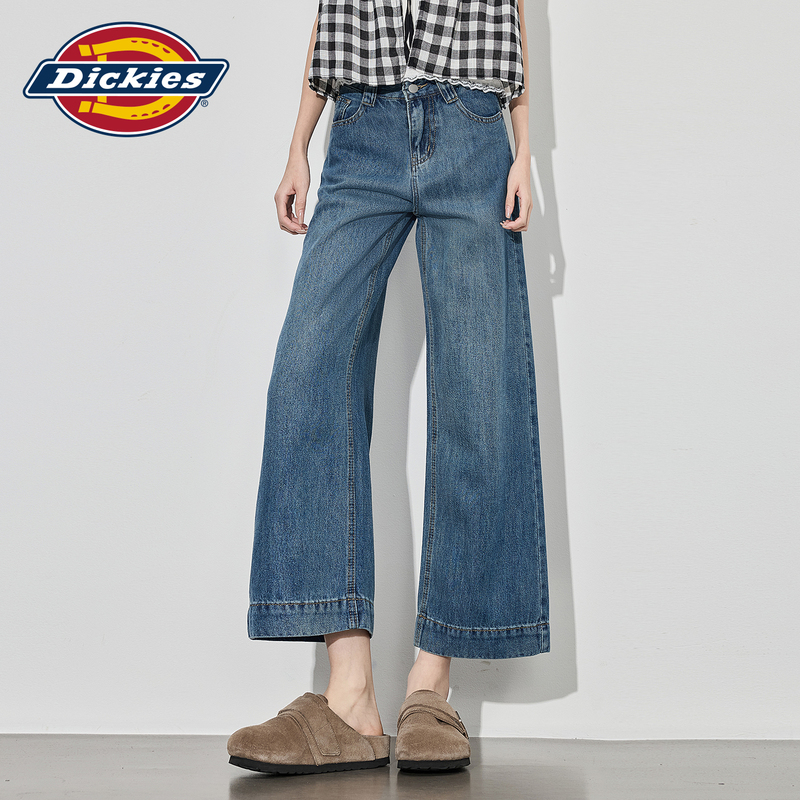 Dickies Retro Blue Cropped Straight-Leg Jeans for Women, 2026 Autumn New Style, Petite Wide-Leg Pants Dickies Retro Blue Cropped Straight-Leg Jeans for Women, 2026 Autumn New Style, Petite Wide-Leg Pants