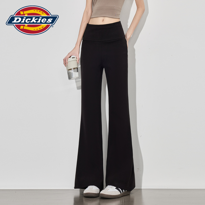 Dickies Black Flared Casual Pants for Women with Elastic Waist, High Waist, Slim Fit, Slimming Yoga Sports Sweatpants Dickies Black Flared Casual Pants for Women with Elastic Waist, High Waist, Slim Fit, Slimming Yoga Sports Sweatpants