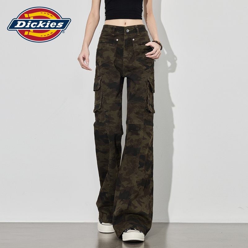 Dickies American-Style Camouflage Work Jeans for Women, 2026 Autumn New Flared Hot Girl Pants