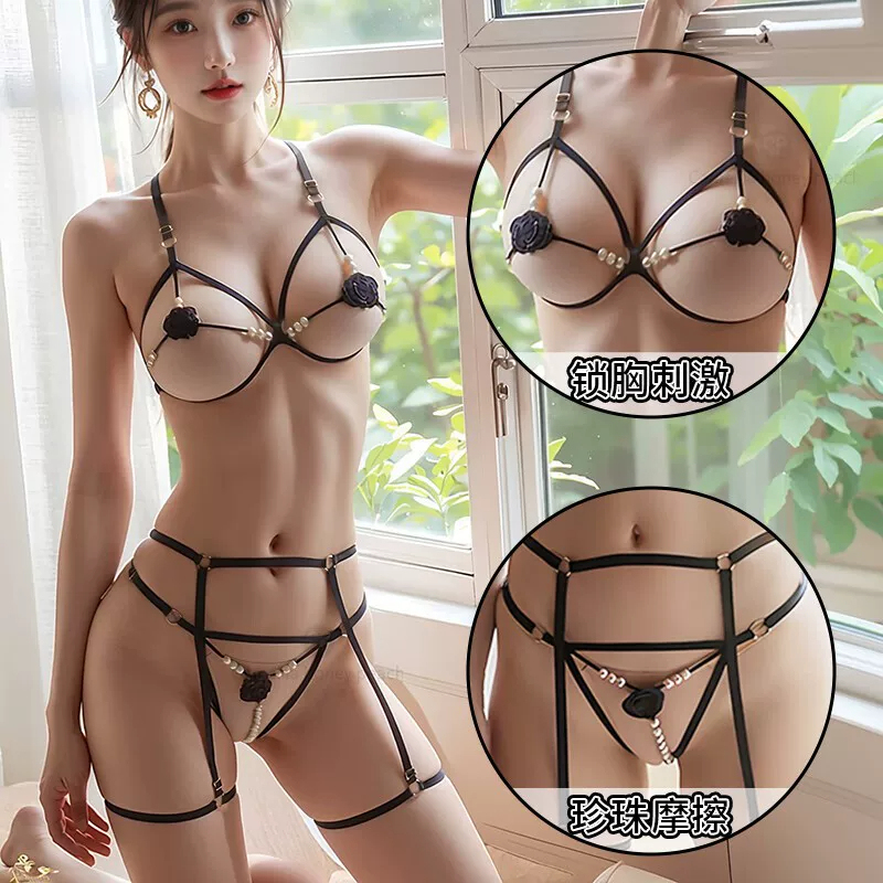 Sexy Lingerie for Women with Small Breasts, French-Style Push-Up Bra, Lace Hollow-Out Pure Desire Style Bra and Thong Set Sexy Lingerie for Women with Small Breasts, French-Style Push-Up Bra, Lace Hollow-Out Pure Desire Style Bra and Thong Set