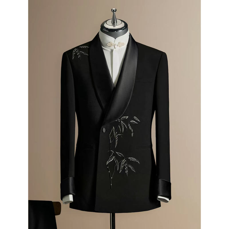 New Chinese-Style Groom's Wedding Attire Men's Banquet Toast Suit Formal Wear 2026 New Wedding Engagement Chinese-Style Suit Set New Chinese-Style Groom's Wedding Attire Men's Banquet Toast Suit Formal Wear 2026 New Wedding Engagement Chinese-Style Suit Set