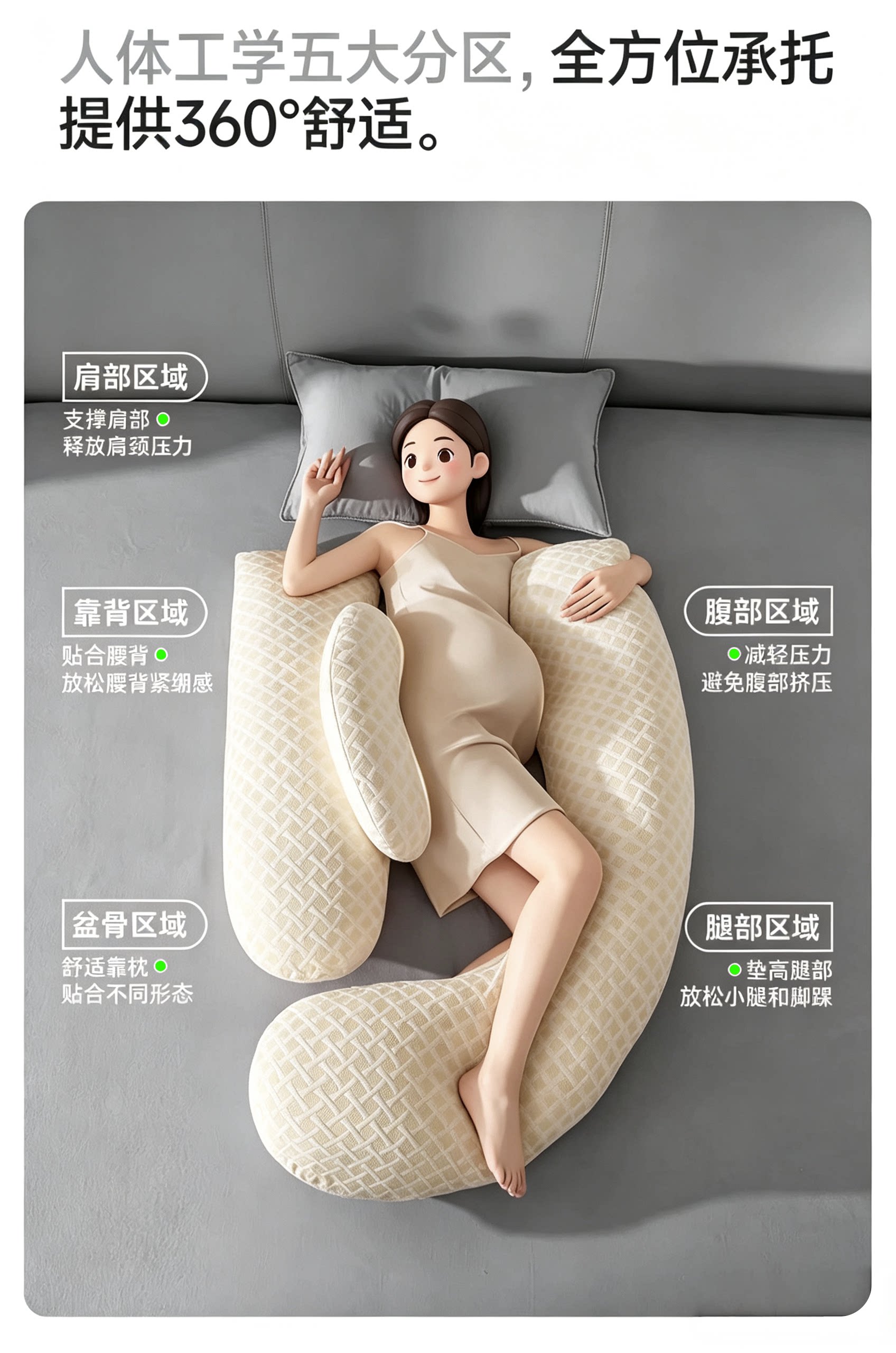 invebaby孕妇枕头护腰侧睡托腹侧卧枕怀孕期睡觉抱枕专用神器礼物 — 4