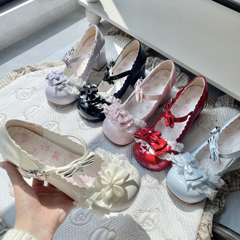 In Stock【Sakura Chronicles】Yunbianshi Original Versatile Lolita Cherry Blossom Cute Soft Girl Low to Medium Heel