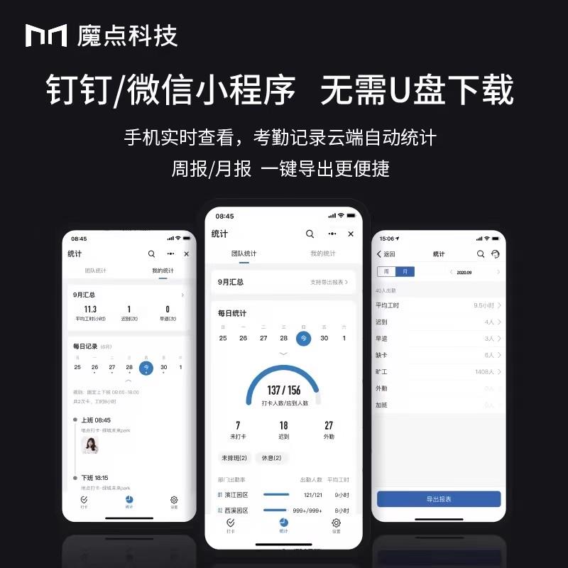 Magic Point Time Attendance Machine M3 face recognition punch-in DingTalk Time Attendance Machine for multi-place and multi-store management employees to scan their faces on and off work