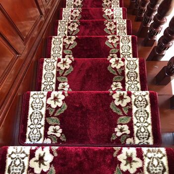Villa solid wood stair step mat glue-free self-adhesive household european-style steps soundproof bamboo fiber stair carpet customization