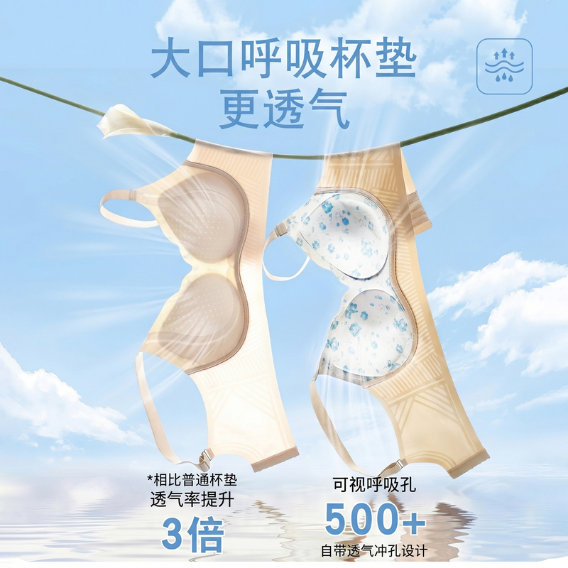 Kara Diary Small Ice Cube Lifting Bra for Women, Summer Thin Style, High Elasticity, Push-Up, Anti-Sagging, Foundation Liquid Bra