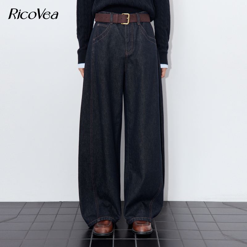 Ricovea【Vintage Denim】Pure Cotton Commuting Relaxed 2026 Wide-Leg Pants Winter Women Bc324139 Ricovea【Vintage Denim】Pure Cotton Commuting Relaxed 2026 Wide-Leg Pants Winter Women Bc324139