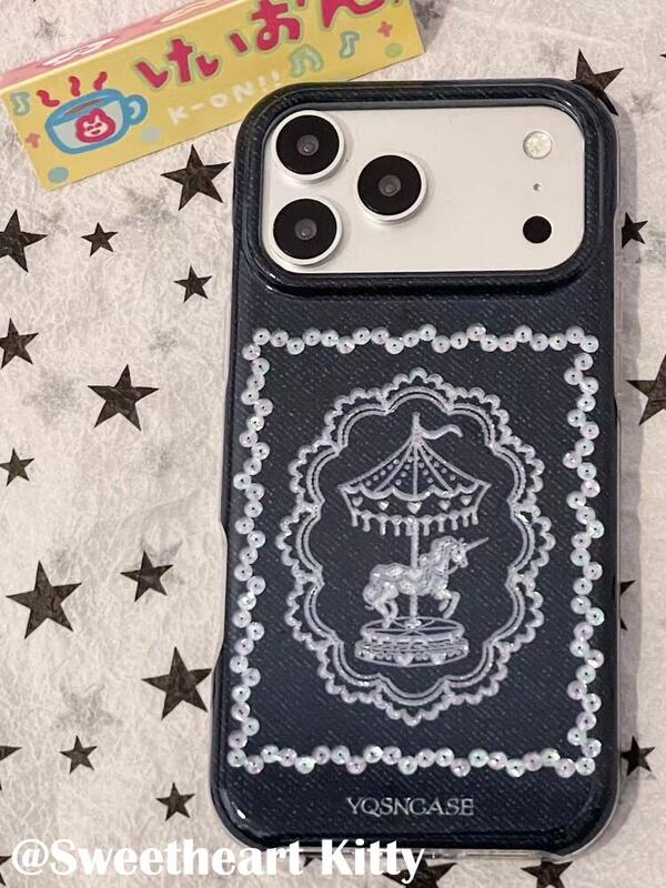 Ins Retro Laser Flash Diamond Unicorn Phone Case Suitable for 17Promax