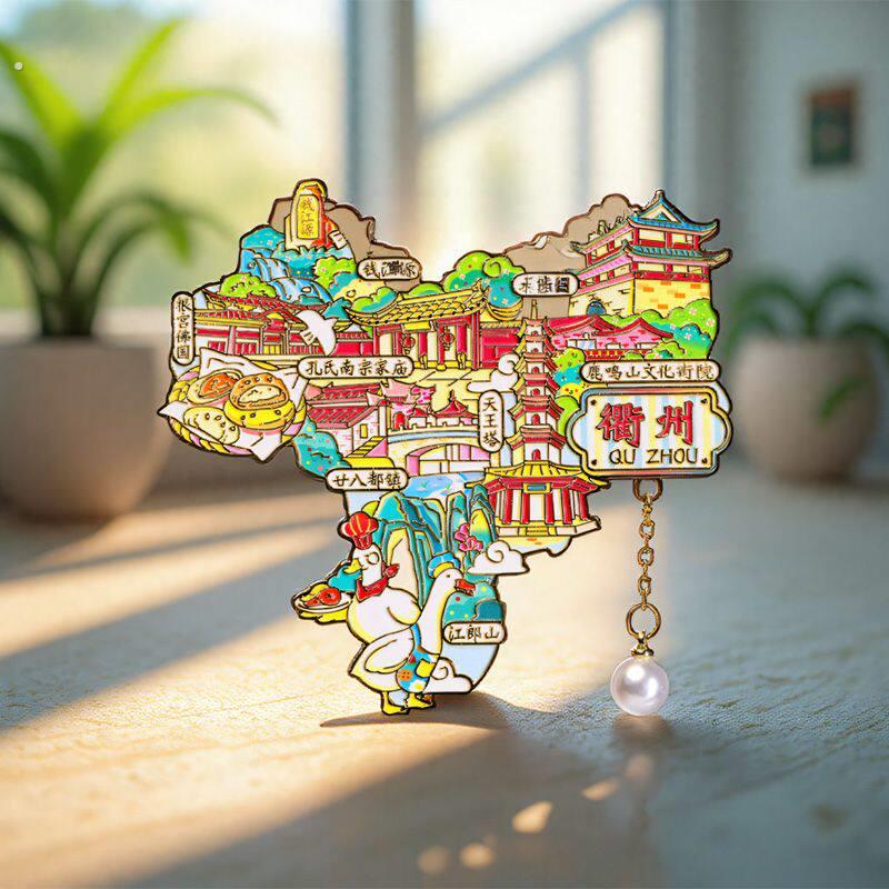 Quzhou Refrigerator Magnet Travel Souvenir Magnetic Sticker Jianglangshan Tianwang Tower Lumingshan Cultural Street Institute Cultural and Creative Gifts