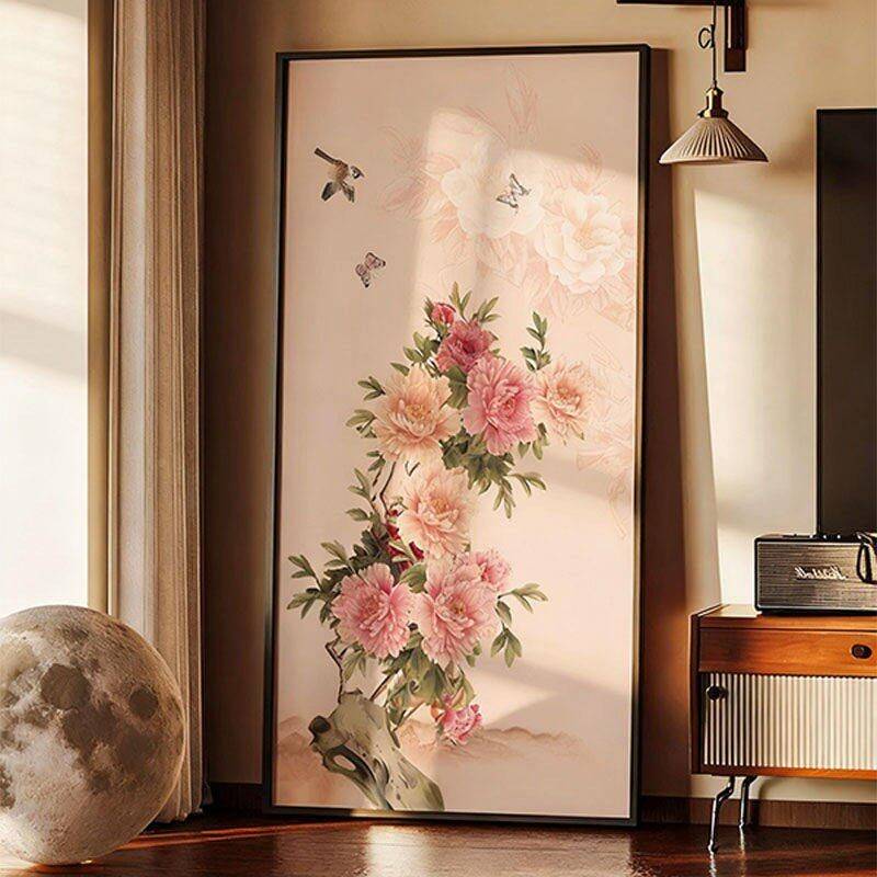 Modern Mid-Century Style Painting Facing the Entrance, Sino-Dynasty Aesthetic Wall Art, Vertical Wall Painting for Living Room Hallway, Chrysanthemum Welcoming the Door Painting Modern Mid-Century Style Painting Facing the Entrance, Sino-Dynasty Aesthetic Wall Art, Vertical Wall Painting for Living Room Hallway, Chrysanthemum Welcoming the Door Painting