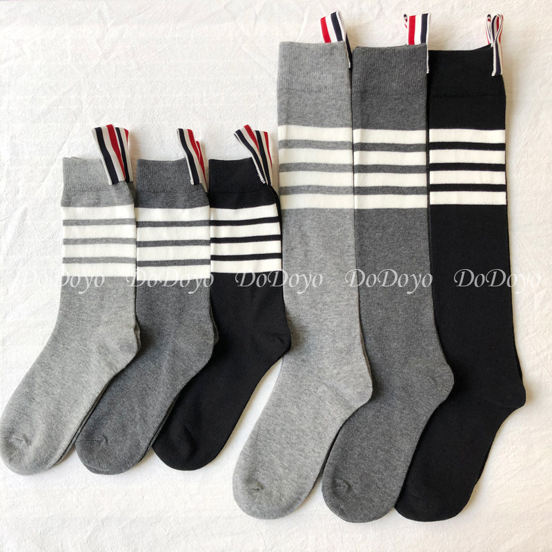 Women's Short Socks for Spring and Autumn, Jk Cotton, Trendy Mid-Length Gray Striped Black Calf Socks for Men, Summer Women's Short Socks for Spring and Autumn, Jk Cotton, Trendy Mid-Length Gray Striped Black Calf Socks for Men, Summer