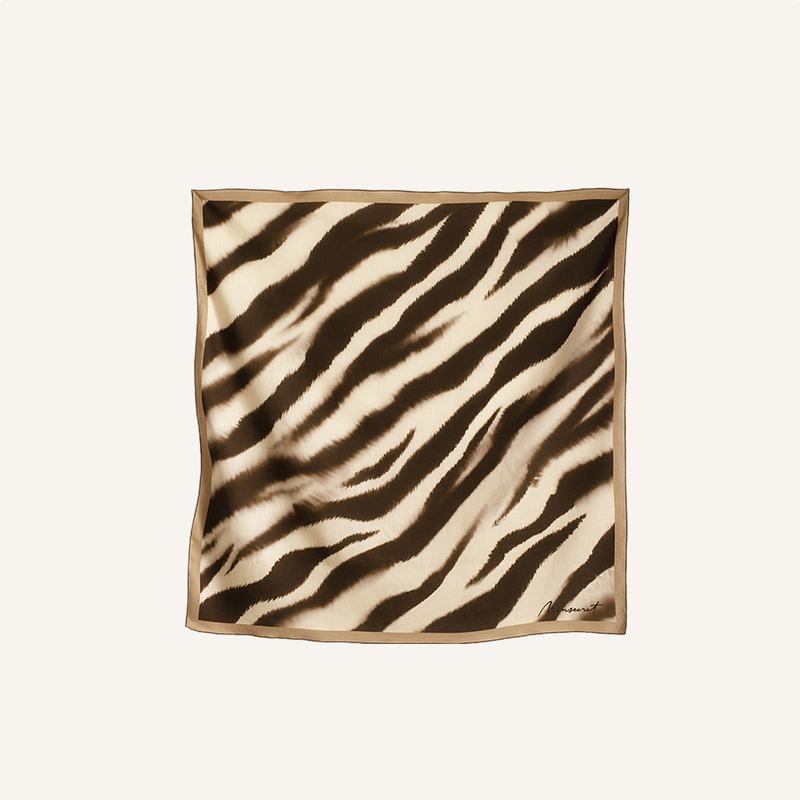 Monsecret Wild Landscape Silk Scarf Zebra Print Vintage Large Square Scarf Shawl Scarf for Women Multi-Use Three Colors Available
