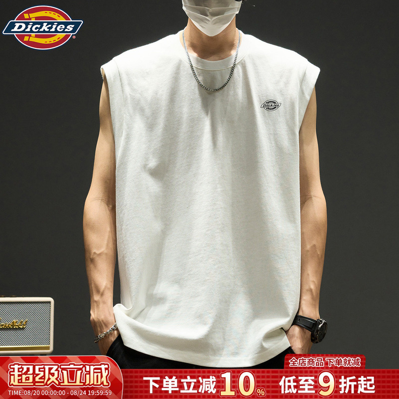 Dickies Fitness Vest Men's Trendy Pure Cotton Breathable Sleeveless Top Summer Sports Loose Sleeveless T-Shirt