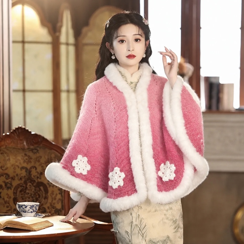 New Snowflake Cape Yarn Handmade DIY Plush Shawl Crochet Kit Gift for Women to Pass the Time