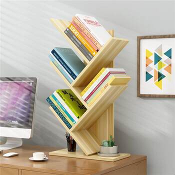 Desktop tree-shaped bookshelf multi-layer simple floor-standing fishbone small bookcase student bedroom storage rack desktop storage rack