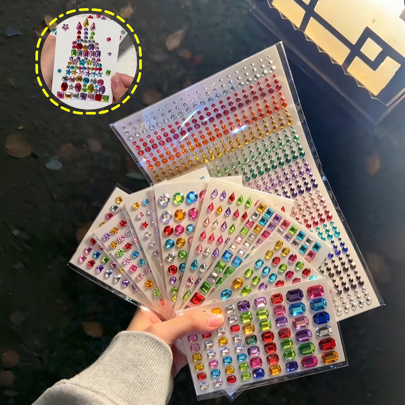 3D Crystal Rhinestone Stickers for Christmas Eve and New Year's Eve, Journal Decoration, Birthday Embellishments, Self-Adhesive Rhinestone Decorations 3D Crystal Rhinestone Stickers for Christmas Eve and New Year's Eve, Journal Decoration, Birthday Embellishments, Self-Adhesive Rhinestone Decorations
