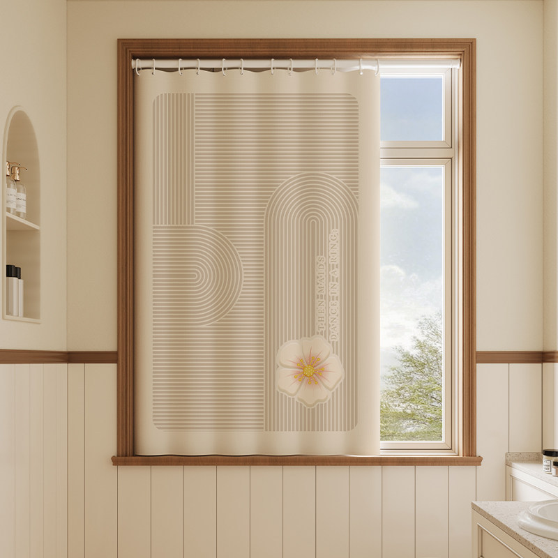 Bathroom Curtain with No-Drill Telescopic Rod, Waterproof, Privacy Protection, Sunshade Curtain for Small Bathroom Windows Bathroom Curtain with No-Drill Telescopic Rod, Waterproof, Privacy Protection, Sunshade Curtain for Small Bathroom Windows
