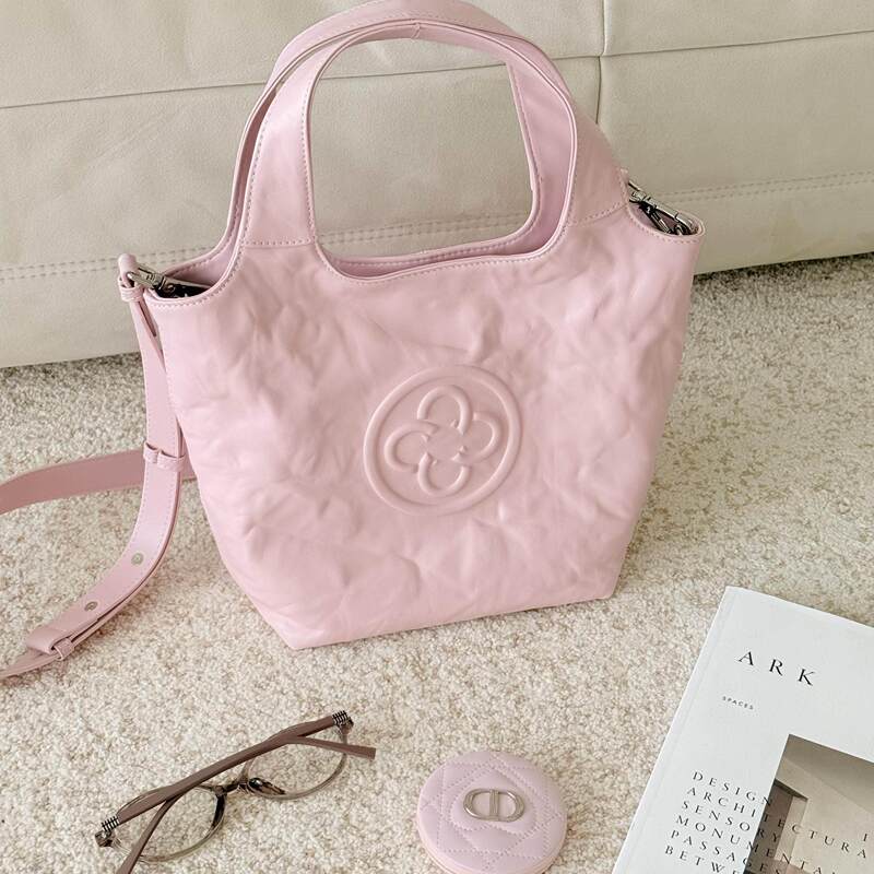 Celebrity-Inspired Cassel Small Basket Shoulder Bag, High-End Women's Bag, Vegetable-Tanned Leather Pleated Tote Bag