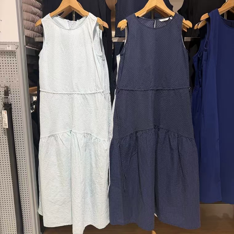 [Same Style] Women's Cotton and Linen Striped Layered Dress/Sleeveless Skirt 26 Summer New Style 482788/484787