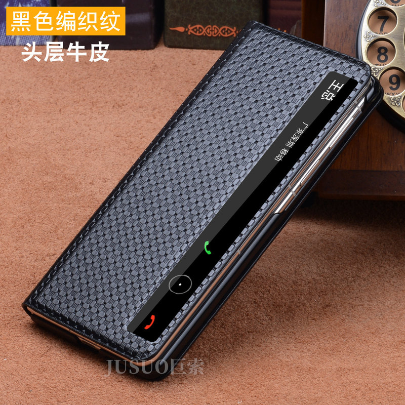 Suitable for Huawei Matex7 Collector's Edition Mobile Phone Case, New High-End Genuine Leather Crocodile Pattern X6 Luxury Business Magnetic Flip Cover, First-Layer Cowhide Protective Case, X7 Fashionable Smart Window Full-Cover Anti-Drop