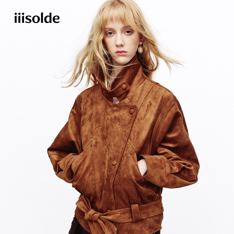 Iiisolde Retro Nomadic Style Suede Jacket for Women, Loose Fit, Waist-Cinching, Tie-Up, Niche Design Jacket Top Iiisolde Retro Nomadic Style Suede Jacket for Women, Loose Fit, Waist-Cinching, Tie-Up, Niche Design Jacket Top
