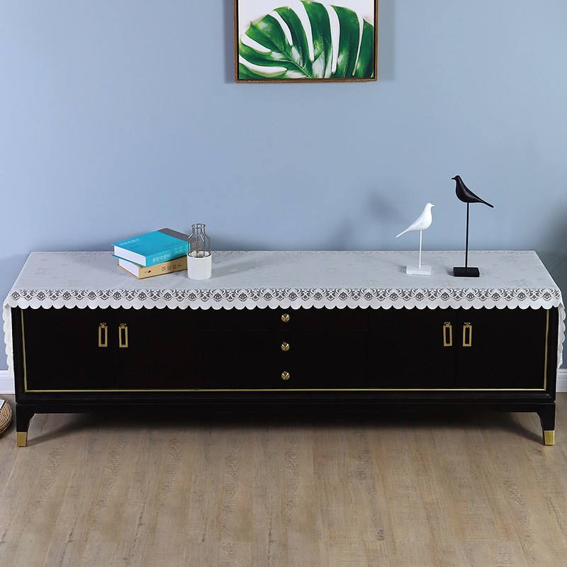 Lace coffee table cloth rectangular dust-proof cover cloth home cloth simple style plain color chrysanthemum tablecloth