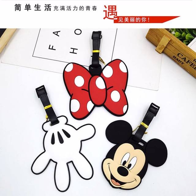 Disney cute bow suitcase tag boarding pass luggage tag suitcase hang tag identification tag customization