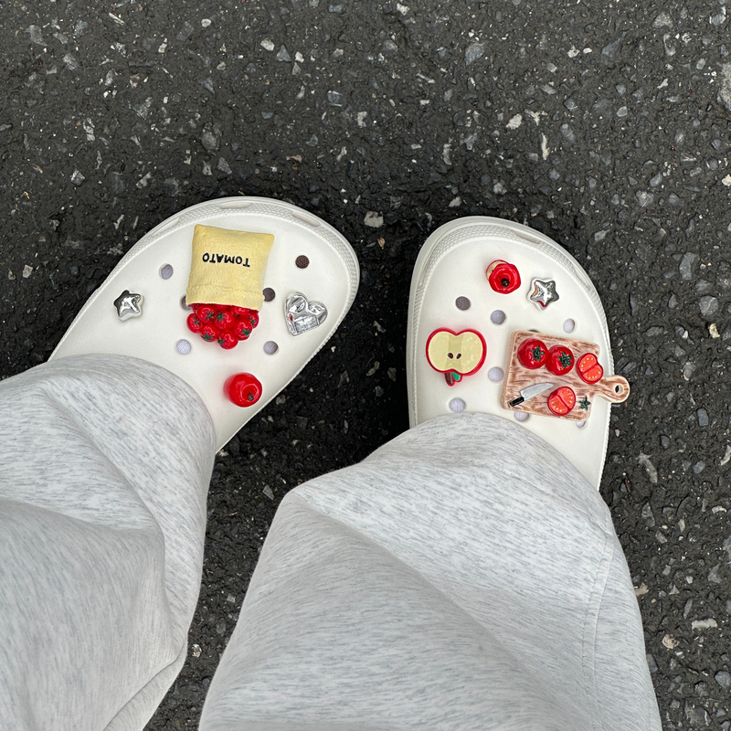 Cloth Bag Tomato Hole Shoes Accessories Suitable for Crocs DIY Shoe Charms High-End Realistic Decorative Shoe Buckles