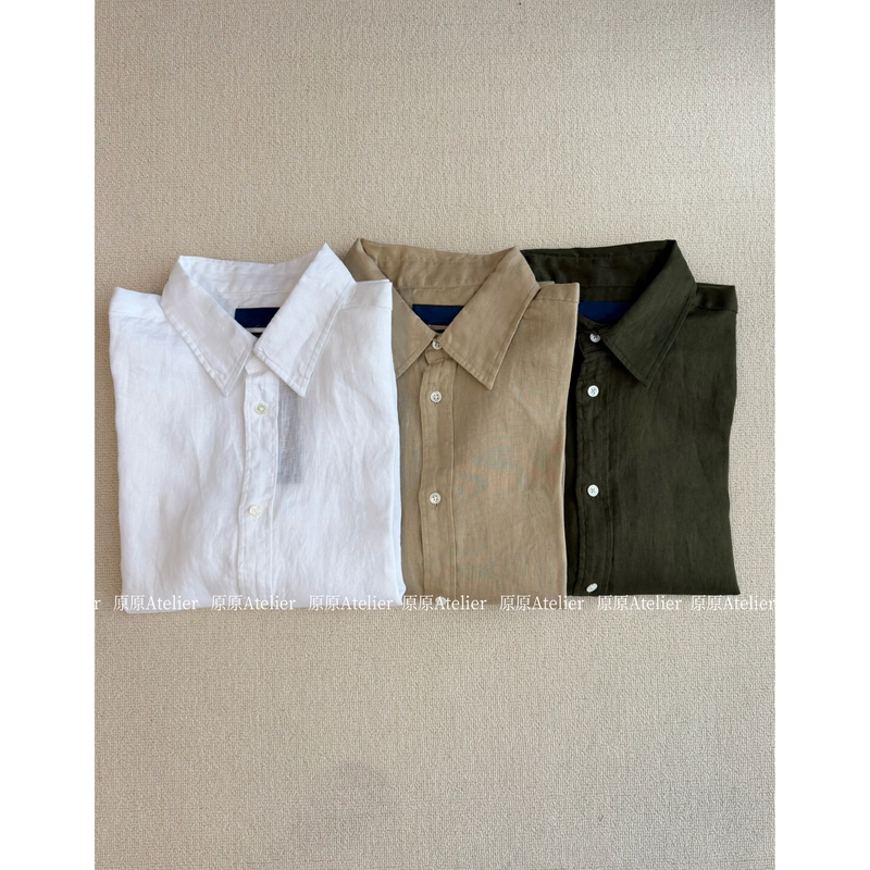 Original Atelier 100% Linen Classic Old Money Style Multi-Color Embroidered Shoulder Shirt for Women Original Atelier 100% Linen Classic Old Money Style Multi-Color Embroidered Shoulder Shirt for Women
