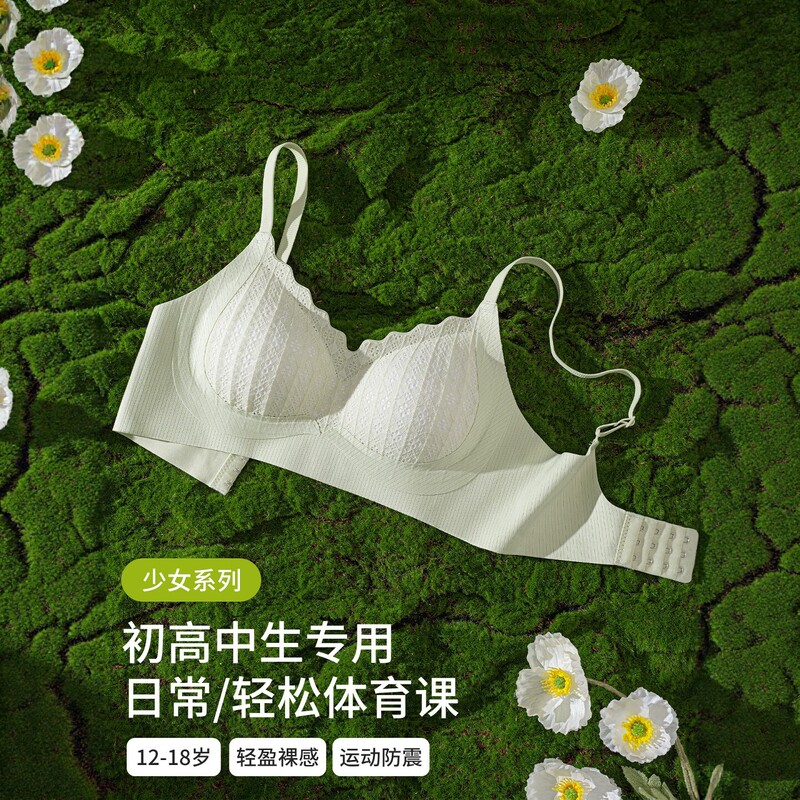 French Ormior Girls' Underwear for Middle and High School Students in the Developmental Stage, Stage 2 and 3, Sports Shock-Proof Seamless Bra French Ormior Girls' Underwear for Middle and High School Students in the Developmental Stage, Stage 2 and 3, Sports Shock-Proof Seamless Bra