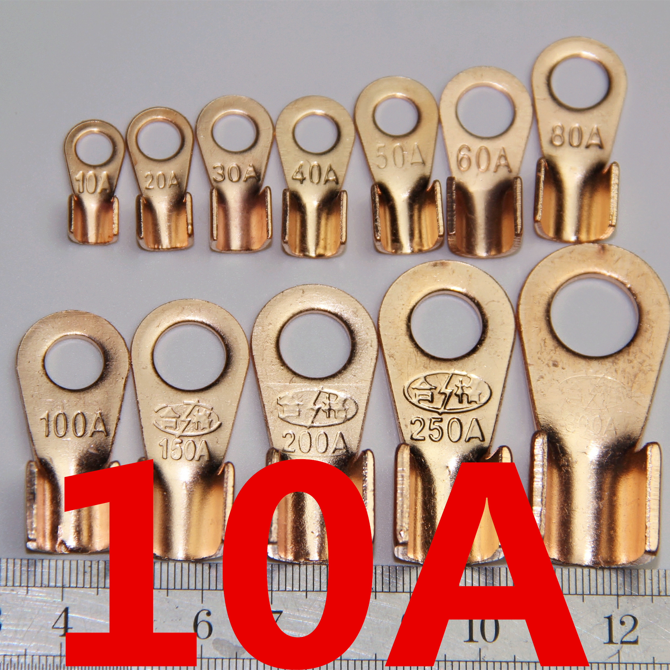 Open copper terminal block 10a Motoelectric vehicle battery connector wire lug connection pure copper terminal block card wire