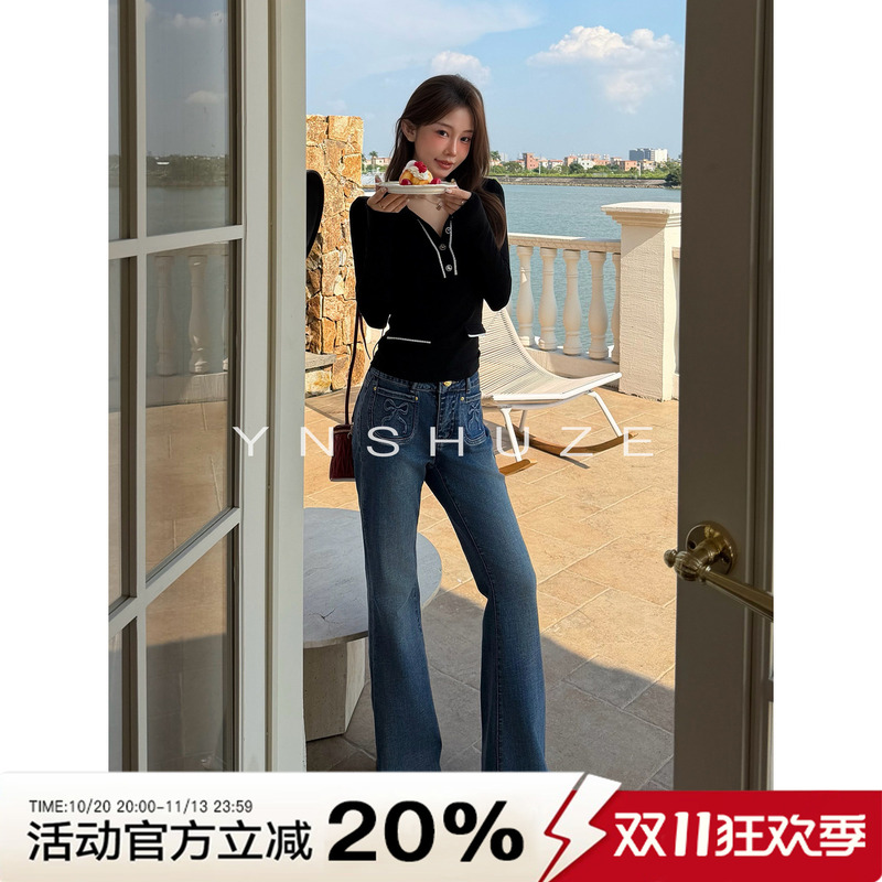 Yn-Shuze【Wan Die】Designer High-Waisted Slimming Versatile Flared Jeans for Women Sz-Ynb-99089 Yn-Shuze【Wan Die】Designer High-Waisted Slimming Versatile Flared Jeans for Women Sz-Ynb-99089