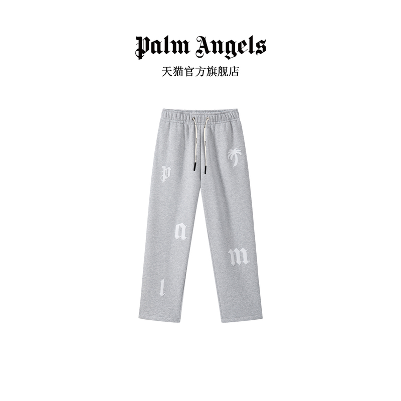 Palm Angels Gothic Letter Casual Pants Loose Straight-Leg Sweatpants 2026 Autumn Couple Wear Sports Pants