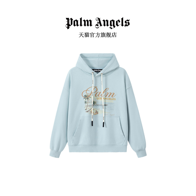Palm Angels Loose Hooded Sweatshirt Couple's Outfit Autumn Fashion Light Luxury Trendy Brand Letter Jacket