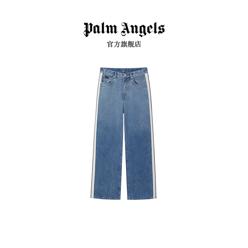 Palm Angels American-Style Straight-Leg Jeans, Autumn Niche Trendy Luxury Unisex Loose Wide-Leg Long Pants