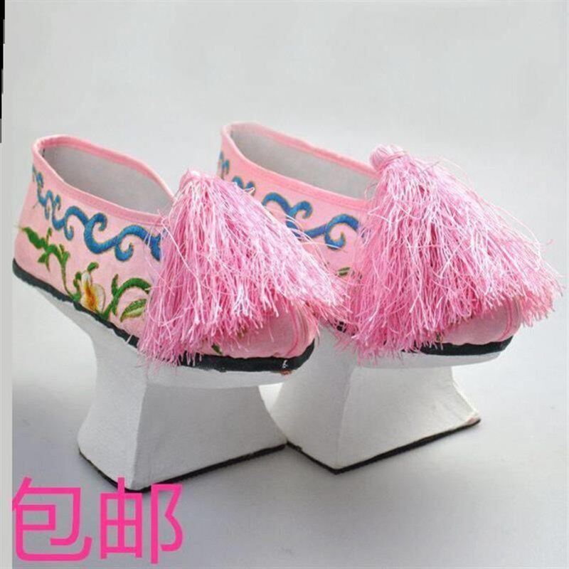 Hanfu Girls' Flower Pot Sole Shoes, Palace Noblewoman Style, Same Style as in the Qing Dynasty's Journey to the West, Zhen Huan's Qing Dynasty Princess Ancient Flag Shoes
