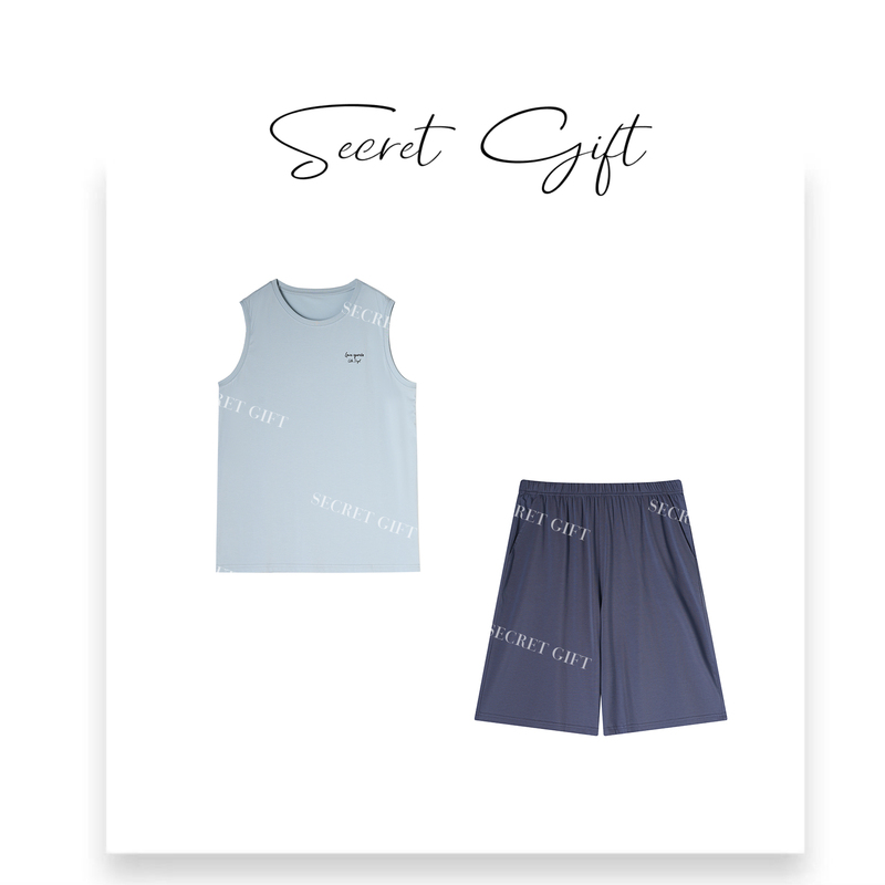 【Men's Deep Sleep Loungewear】【Size up if You'Re between Sizes】 Loungewear/Pajamas Are Unbeatable - Tank Top and Shorts Set