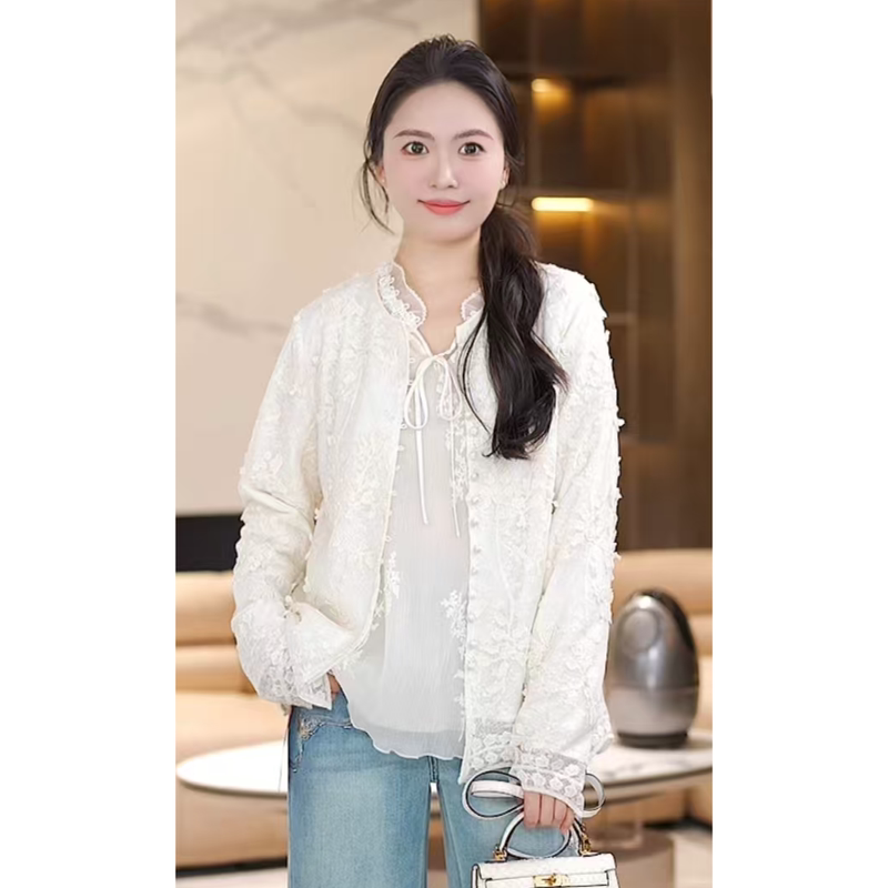 《Flowers in the House》【New for Spring 2026】【Jaw Chen】Three-Dimensional Encrypted Lace Shirt