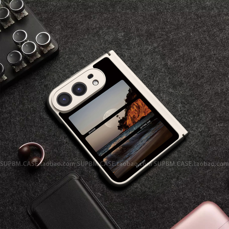 Coastal Twilight Suitable for iPhone Duo Phone Case, New Model for Apple Foldable Screen iPhone Duo, Very Attractive Niche Design, Dual-Axis Full-Cover Male High-End Anti-Drop Protective Case
