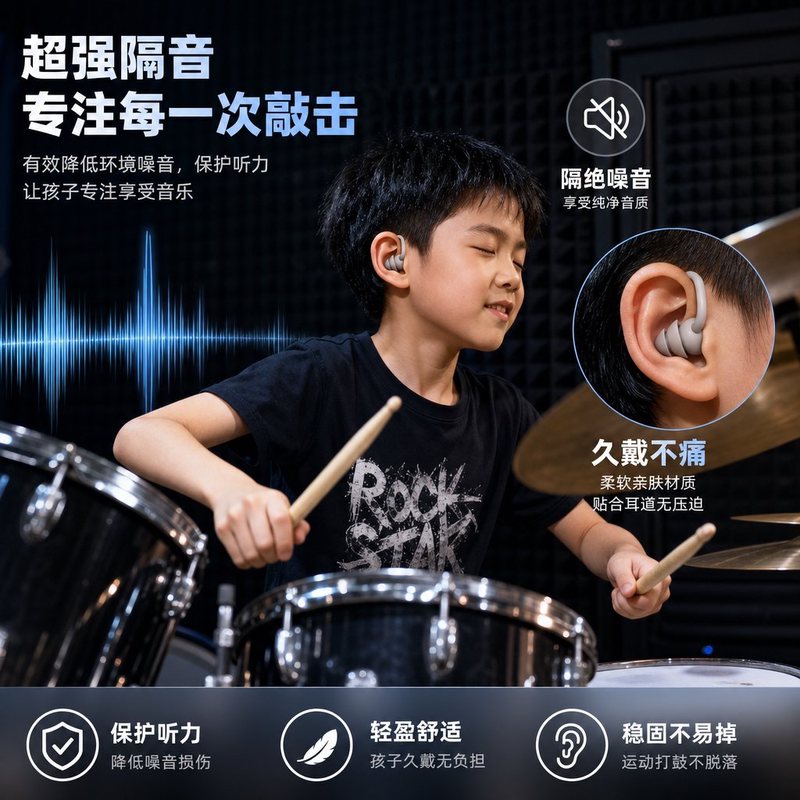 Children's Drum Noise Reduction Earplugs, Soundproofing for Drummers, Special for Music Festivals, Band Performances, Live Singing, Silent Artifact