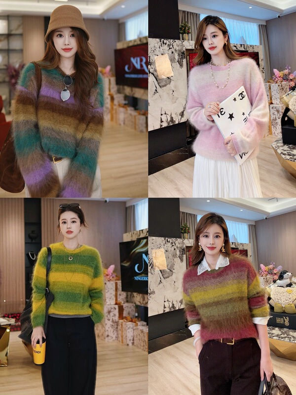[Sunset Palette] Silk Cashmere Brushed Lazy Gradient Sweater Td3M7071985Y
