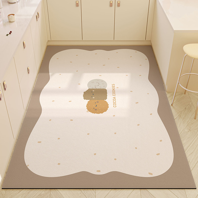 Cream style kitchen floor mat diatom mud water-absorbent non-slip foot mat household oil-proof and stain-resistant wipeable no-wash carpet