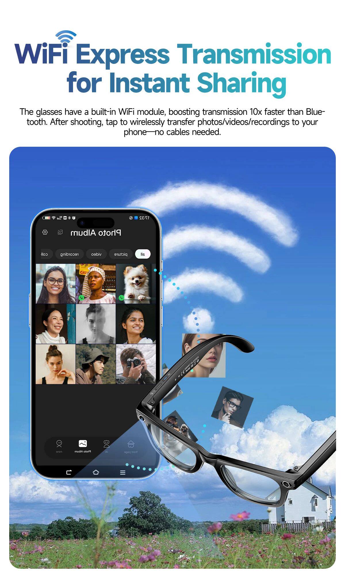 Компьютерные очки 2026 smart glasses men 8mp camera wifi bluetooth touch contr