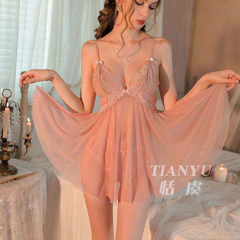 Sexy Lingerie Abstinence Style 2026 Lace Strap Nightdress Cross-Front Jumpsuit Three-Point Exposed Chest Erotic Fun Lingerie