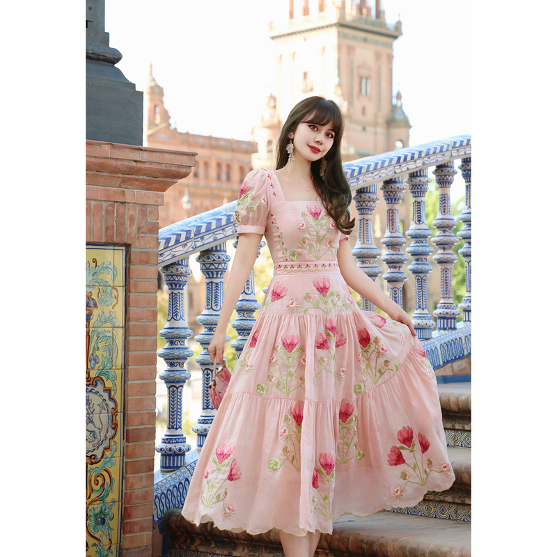 Rosa Workshop's "Serbian Princess" Heavy Embroidery with 2.6 Million Stitches, 4m Ramie Positioning Full Embroidery Original Long Dress for Summer Rosa Workshop's "Serbian Princess" Heavy Embroidery with 2.6 Million Stitches, 4m Ramie Positioning Full Embroidery Original Long Dress for Summer