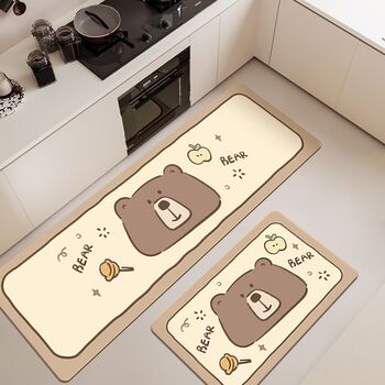 Kitchen long floor mats, household carpets, non-slip, oil-proof, wipeable, wash-free diatom mud absorbent mats, door dirty-resistant foot mats