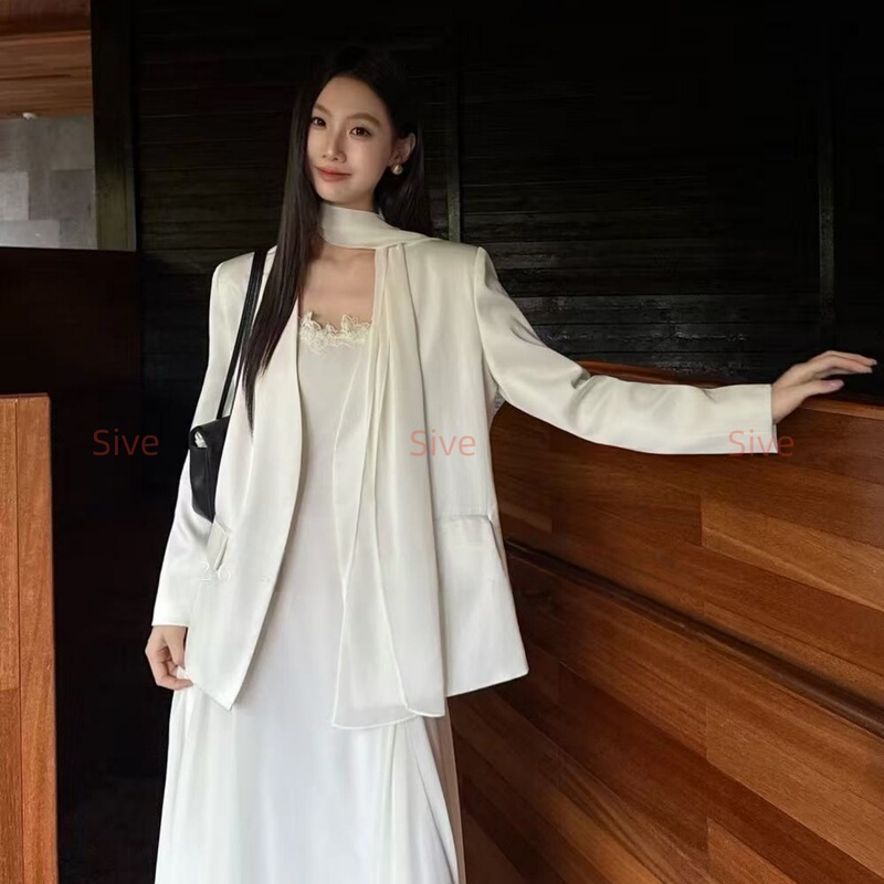 Sive Autumn and Winter Solid Color Minimalist Fashion Versatile Korean Style Relaxed and Elegant Women's Blazer