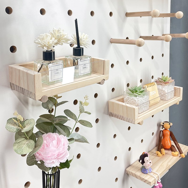 Acrylic hole plate accessories storage rack universal mart box solid wood wall hanging board customization