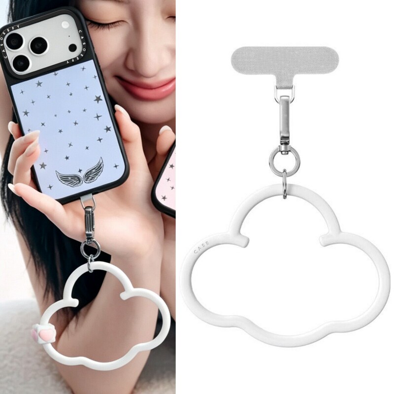 Casetifiy White Cloud Jelly Wristband Mobile Phone Chain Lanyard Silicone Pendant Adjustable Flower Wristband